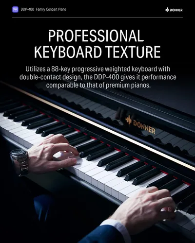 Miniatura 4 de Donner 88 teclas con teclado ponderado, piano vertical premium para principiantes a profesionales, teclado eléctrico de tamaño completo