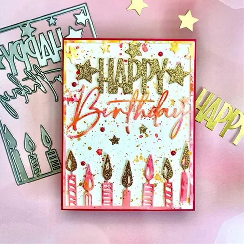 Miniatura 5 de Troqueles para álbumes de recortes, troqueles de corte de metal de cumpleaños para hacer tarjetas, plantilla de papel para manualidades, plantillas