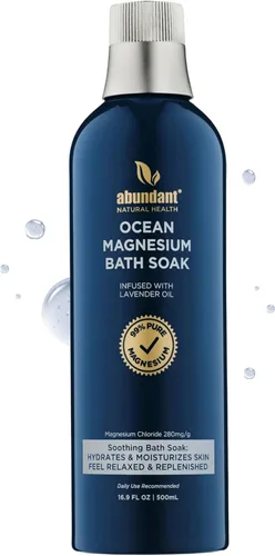 Abundant Natural Health baño de magnesio oceánico impregnado con aceite de lavanda para hidratar, calmar e hidratar la piel, relajar y reponer los