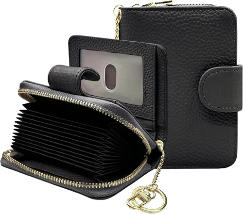 Miniatura 9 de Beurlike billetera de cuero, con tarjetero con bloqueo RFID, organizador, billetera segura para mujer