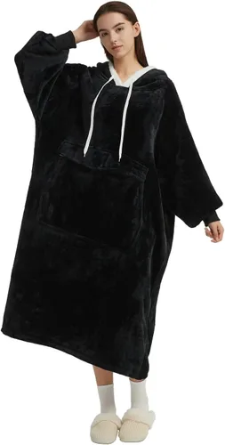 Miniatura 13 de Qeils Manta con Capucha Portátil para Mujeres, Cómoda Sudadera Sherpa como Regalo de Cumpleaños y Navidad, Chaqueta de Gran Tamaño con Capucha