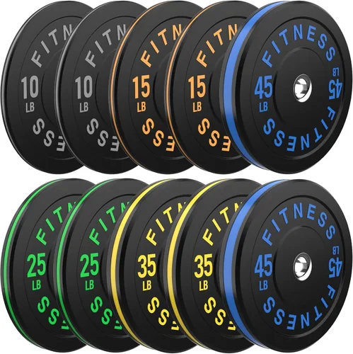 Miniatura 10 de Discos de peso olímpicos de 2 pulgadas y caucho para barras, discos para gimnasio en casa, entrenamiento de fuerza y levantamiento de pesas, 10 a