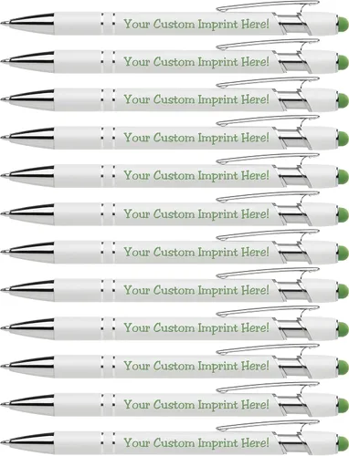 Miniatura 13 de ExpressDesigns™ - Bolígrafos personalizados de alta calidad con lápiz óptico Blanco hermoso Bolígrafos personalizados con nombre impreso