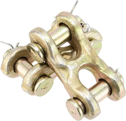 Miniatura 5 de SOUJAP 4 paquetes de eslabones de horquilla gemela de 3/8 pulgadas, enlaces de reparación de cadena de seguridad forjados G70 chapados en zinc