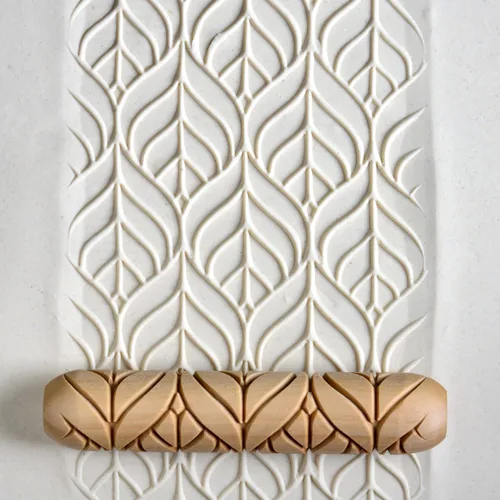 Miniatura 15 de MKM Pottery Tools Rodillos de mano grandes de madera para arcilla (BHR-01 Diagonal Basketweave)