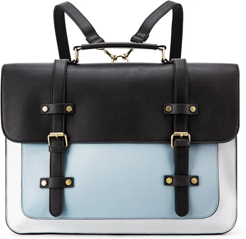 Miniatura 11 de ECOSUSI Bolsa de mensajero de cuero vegano para mujer, maletín de moda, bolso de mano para computadora