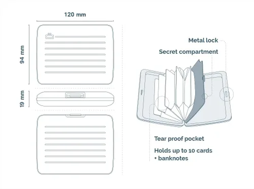 Miniatura 8 de Cartera de aluminio ÖGON -DESIGNS-, de gran capacidad con cerradura metálica, protección RFID contra fraudes y desmagnetización, modelo Smart Case