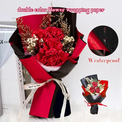 Miniatura 3 de Gloreyan 20 hojas de papel de regalo de flores, ramo de floristería para manualidades, ramo de flores frescas, envoltura impermeable, caja de 20