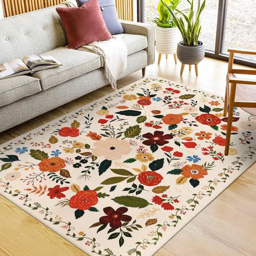 Miniatura 18 de U'Artlines Alfombra de Área Bohemia Lavable, 2x3 Pequeña Suave Antideslizante Vintage Felpudo para Puerta Frontal Interior Alfombra Verde