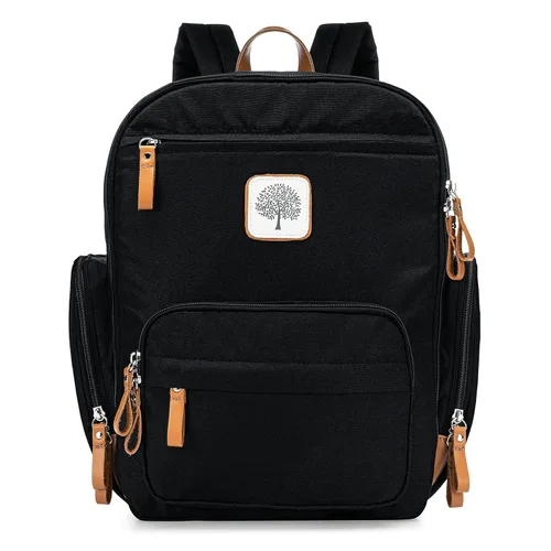 Parker Baby Co. Mochila para pañales - Bolsa de pañales con cremallera completa con bolsillos aislados - Negro