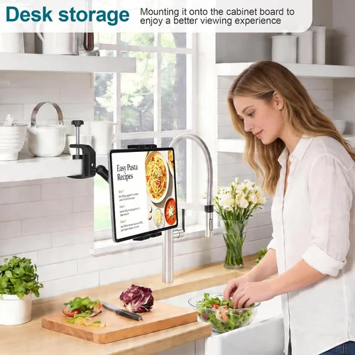 Miniatura 2 de Soporte para tablet debajo del gabinete, soporte para tableta de cocina, soporte para iPad para escritorio/mesa/tabla/silla, compatible