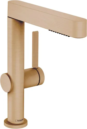 hansgrohe Finoris 76063141 - Grifo moderno para lavabo de baño de 1 manija y 1 orificio de 10 pulgadas de alto, bronce cepillado