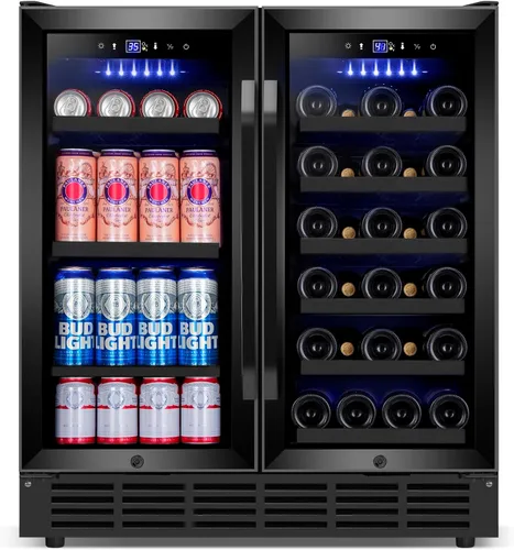 Miniatura 24 de Refrigerador Enfriador de Vinos de 8 Botellas, Refrigerador Pequeño de Vino, Mini Refrigerador de Vino de Encimera con Puerta de Vidrio, Bodegas