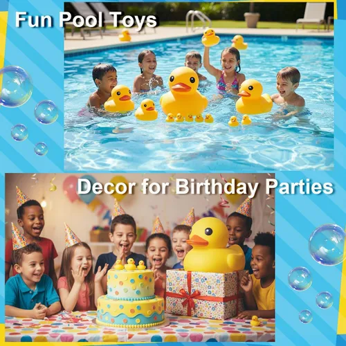 Miniatura 6 de 10.3 pulgadas Sin Agujero Gigante/Grande Impermeable Sin Ruido 'Bebe' Pato de Goma Divertido Amarillo/Ducikes Juguete de Baño/Piscina/Agua Sin