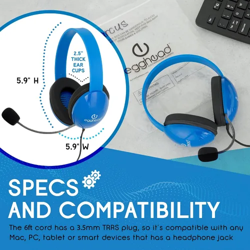 Miniatura 7 de Auriculares para niños resistentes listos para móviles con micrófono y cable sin enredos