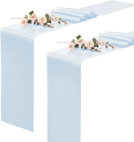 Miniatura 20 de Paquete de 2 caminos de mesa negros de 12 x 108 pulgadas, camino de mesa rectangular de seda satinada suave para bodas, banquetes, decoración