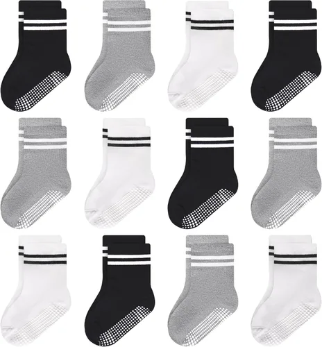Miniatura 15 de ELUTONG - Calcetines para niños con agarre, antideslizantes, 12 pares para niños, niñas, bebés de 1 a 7 años