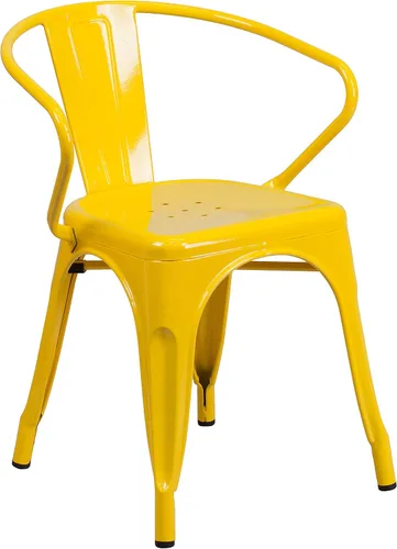Miniatura 25 de Flash Furniture silla de metal con apoyabrazos, Metal, Negro