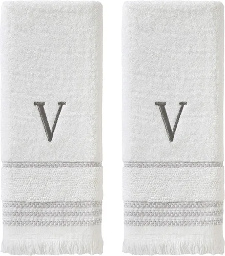 Miniatura 8 de SKL Home Toalla de baño casual con monograma, S, 28 x 54 pulgadas, color blanco