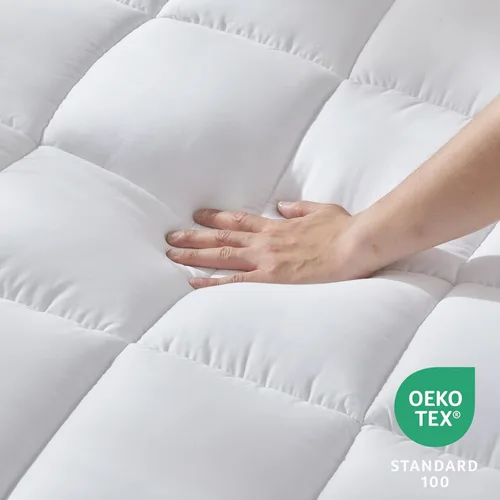 Miniatura 5 de CozyLux Protector de Colchón Tamaño Individual con Pillow Top de Algodón Refrescante, Cubrecolchón de 8-21" de Bolsillo Profundo, Funda de Colchón