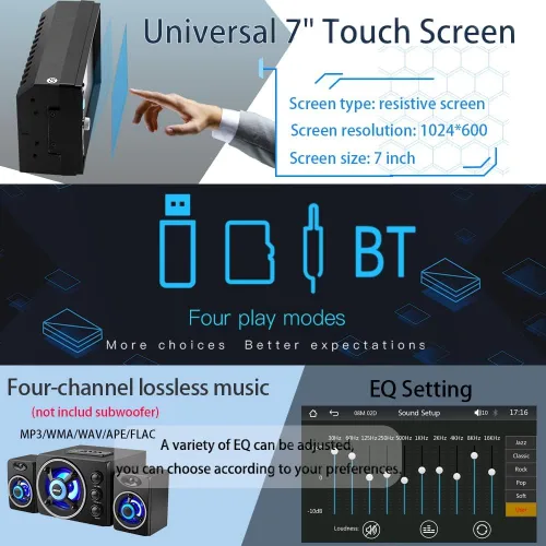 Miniatura 5 de Estéreo de Auto Doble DIN con Apple CarPlay Inalámbrico, Android Auto Inalámbrico, Pantalla Táctil HD de 7 Pulgadas, Radio de Coche con Bluetooth