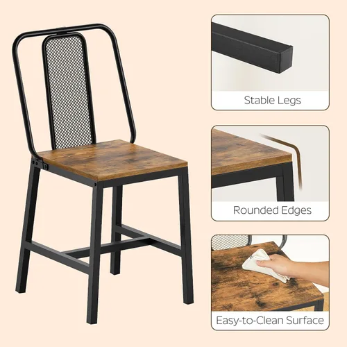 Miniatura 7 de YATINEY CY01L4BRN1 - Juego de 4 sillas de comedor de madera, sillas de comedor de granja con soporte trasero, para sala de estar, cocina, marrón