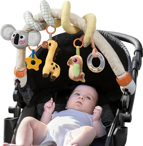 Miniatura 8 de TUMAMA Juguetes en espiral 2 en 1 para asiento de coche Arco Juguetes para cochecito bebé Juguetes colgantes con clip Ajustable Desmontable Juguetes