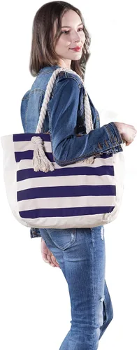 Miniatura 7 de Malirona Bolso grande de viaje a la playa con asa de cuerda de algodón, XL, Casual