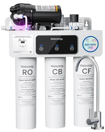 Waterdrop WD-T3-C - Filtro de agua de ósmosis inversa, Certificado NSF/ANSI 372, Filtro de agua RO de 8 etapas debajo del fregadero, Sistema de