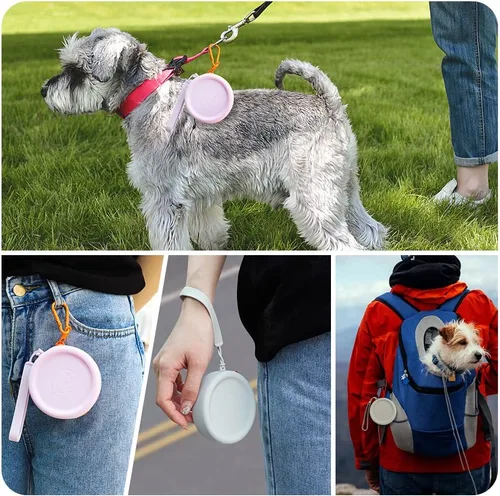 Miniatura 6 de WALLFID Bolso de silicona para golosinas de perro, pequeño, con clicker de entrenamiento para mascotas, bolsa para caminar para perros y gatos