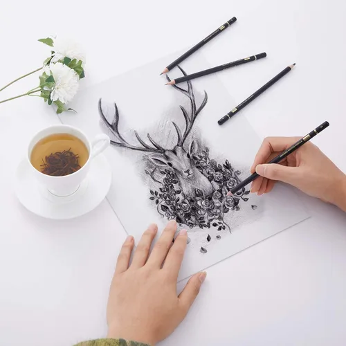 Miniatura 6 de MARKART Juego de lápices de dibujo profesional – 14 lápices de grafito de dibujo artístico (12B - 4H), ideal para dibujar arte, dibujar, sombrear
