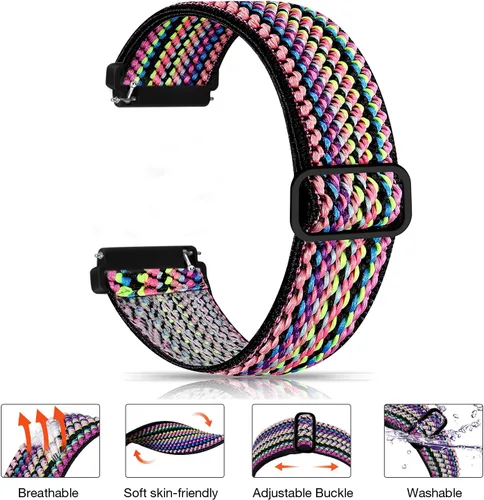Miniatura 7 de Paquete de 8 bandas elásticas compatibles con Fitbit Versa 2/Versa/Versa SE/Versa Lite, correas de repuesto elásticas ajustables de nailon de bucle