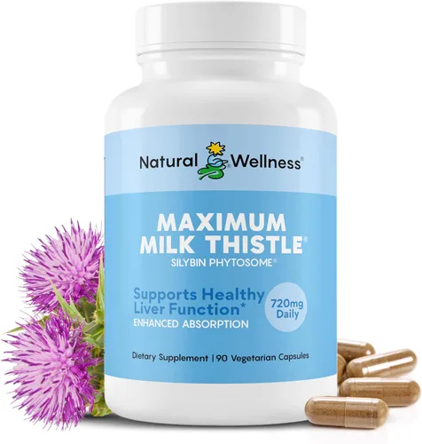 Suplemento máximo de cardo mariano para apoyo hepático - 720 mg de fitosoma de silibina (absorción 10X) - Limpieza hepática desintoxicación y Cardo