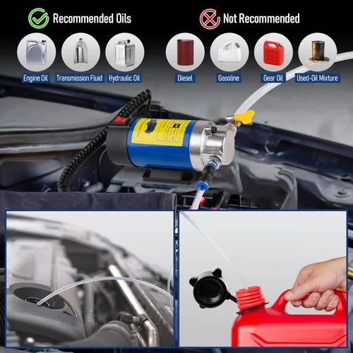 Miniatura 4 de Bomba extractora de aceite 12V 100W, bomba de transferencia de fluido ultra silenciosa para aceite de motor, fluido de transmisión, cambio de aceite