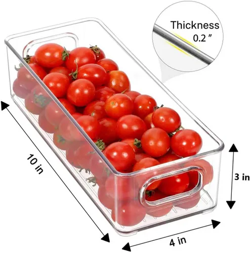 Miniatura 5 de Contenedor apilable de plástico para almacenamiento de alimentos con asas para despensa de cocina, gabinete, refrigerador, congelador, organizador