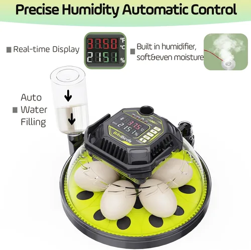 Miniatura 4 de Incubadora de huevos con contador automático de días de giro de huevos y atomizador para control automático de humedad, bloqueo automático completo