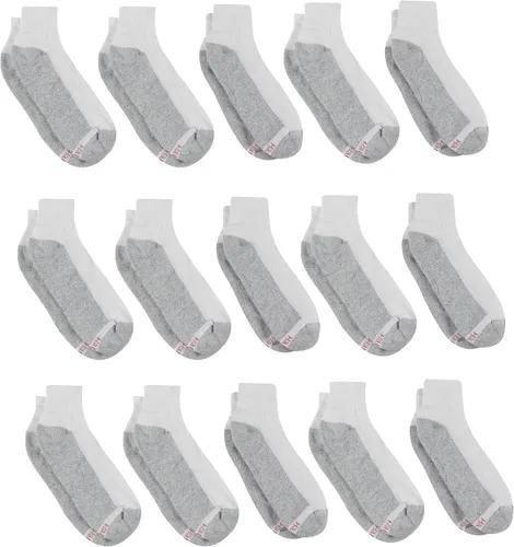 Miniatura 19 de Hanes Calcetines dobles resistentes para hombre, que disipan la humedad del cuello redondo y el tobillo, color blanco y negro, varios paquetes