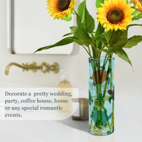 Miniatura 4 de Blue Cartoon Sea Turtle Silhouette Plastic Flower Vase for Home Decor 11.8 x 3.9 Inch decorative Living Room Vase Unbreakable Living Room Dining