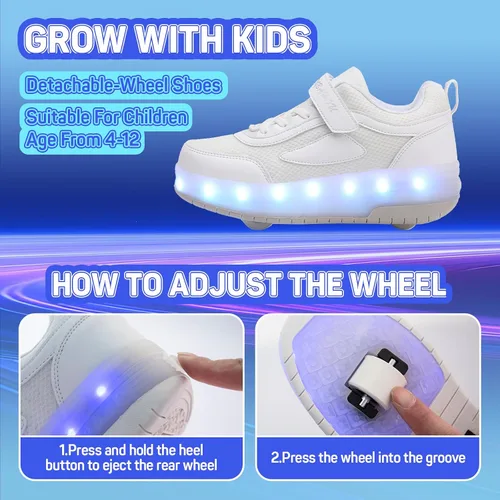 Miniatura 5 de Zapatos para niños con ruedas - 4 en 1 Zapatos con ruedas iluminados con luces LED recargables por USB para regalos de Navidad y escuela