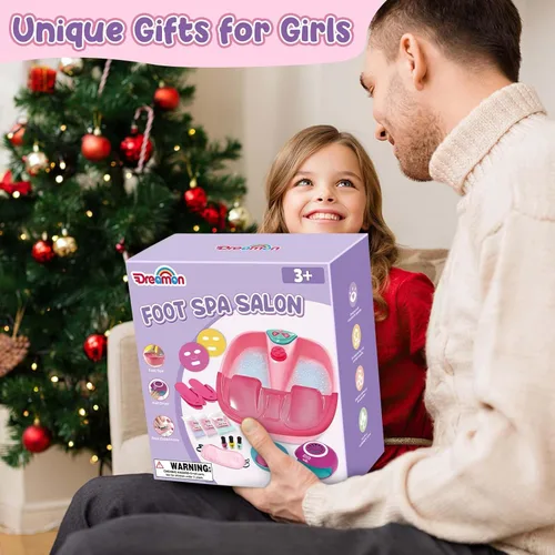 Miniatura 7 de Kit de spa de pies y uñas para niños, kit de día de spa para niñas con máscara de baño de pies y secador de uñas, kit de juguetes de manicura