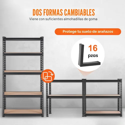 Miniatura 7 de VEVOR Estantería de almacenamiento, 5 niveles ajustables, capacidad de 2000 libras, estantes de garaje de servicio pesado organizador de metal rack
