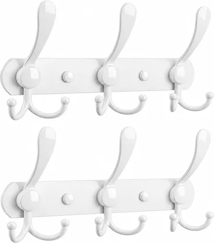 Miniatura 16 de YUNISS Perchero montado en la pared, 3 ganchos triangulares de acero inoxidable para abrigos, sombreros, batas, toallas en recibidor y entrada Negro