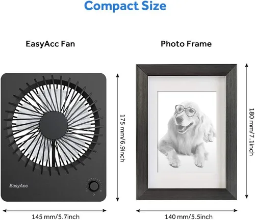 Miniatura 3 de EasyAcc Ventilador de escritorio con batería recargable, ventilador de viaje personal portátil de 6000 mAh, tiempo de funcionamiento máximo de 26