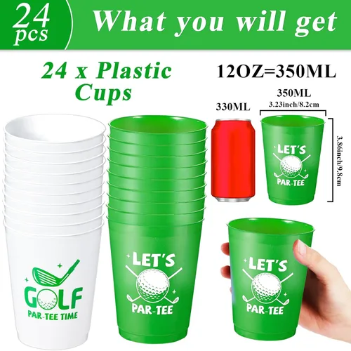 Miniatura 3 de 24 vasos de plástico para fiesta de golf, vasos de plástico reutilizables, suministros de fiesta, pelota de golf deportiva, vasos de plástico