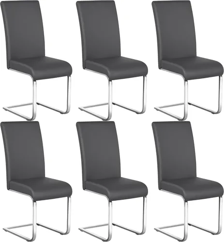 Miniatura 19 de Yaheetech Juego de 2 sillas de comedor modernas tapizadas de piel sintética con respaldo alto y patas metálicas cromadas para cocina, sala de estar