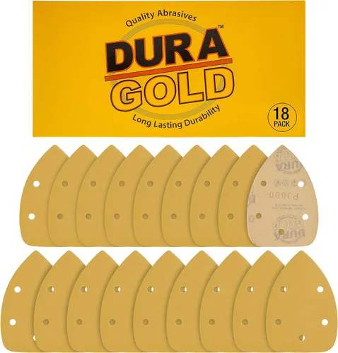 Miniatura 15 de Dura-Gold Hojas de Lija Premium para Lijadora de Detalle Tipo Ratón - Grano 180 (Caja de 24) - Discos Triangulares de 5 Orificios con Sistema