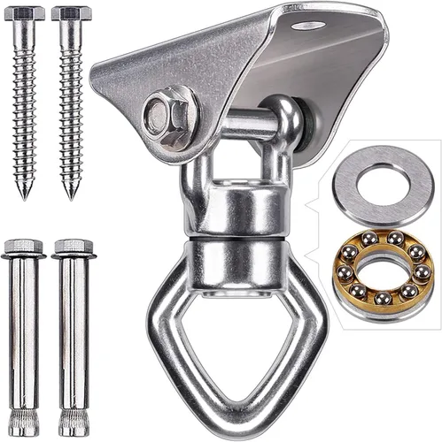 Miniatura 13 de BeneLabel Percha de Columpio con Rodamiento Giratorio de Capacidad de 800 Libras Soporte de Montaje en Techo de Acero Inoxidable Kit Colgante