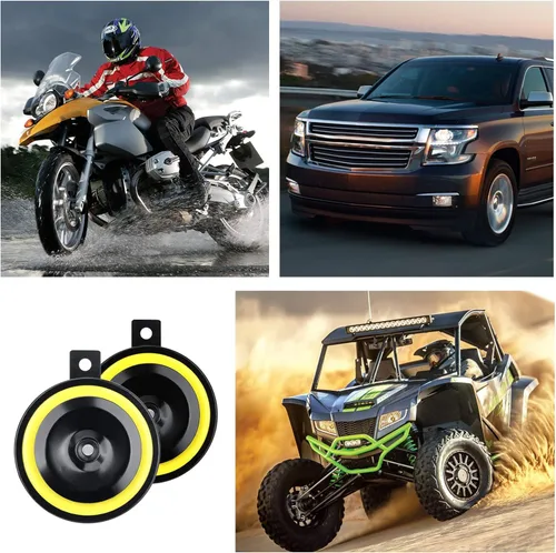 Miniatura 3 de Seineca - Bocina de motocicleta de 130 dB, 12 V, súper fuerte, tono alto y bajo, kit de disco de metal, bocina doble impermeable para auto, SUV