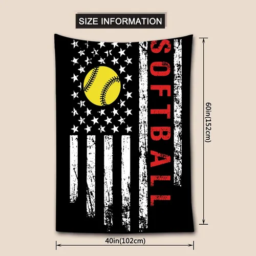 Miniatura 2 de Emwnodti Tapiz de softball para pared, decoración del hogar, deportes de béisbol grunge, tapices para colgar en la pared, pósteres