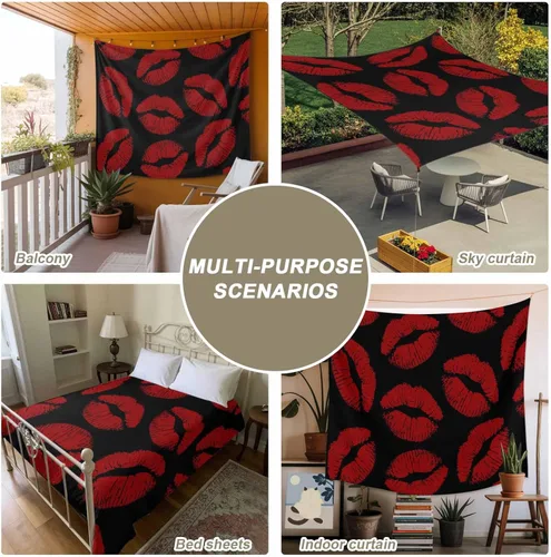 Miniatura 5 de LooPoP Tapiz para colgar en la pared, tapices estéticos de labios rojos, tapiz negro sexy para dormitorio, sala de estar, dormitorio universitario